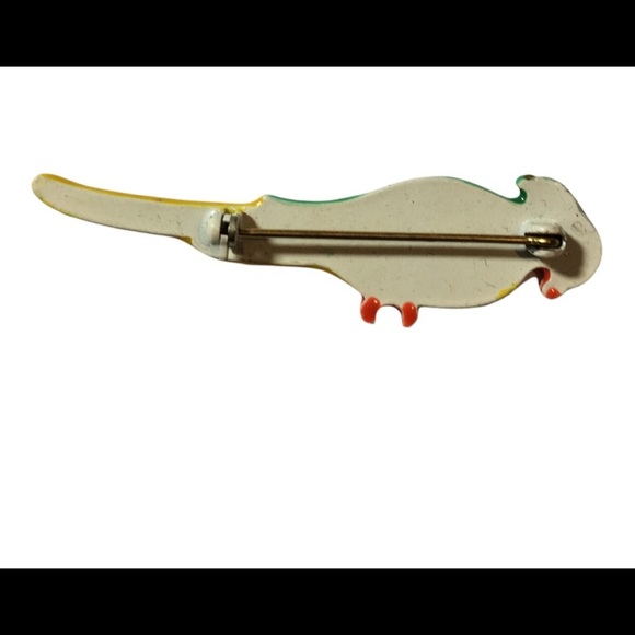 VINTAGE Parrot brooch pin Green and yellow - Picture 5 of 6